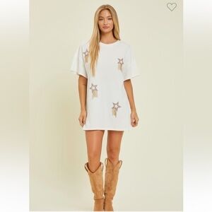NWT.Baevely Dazzled Star Patch T-Shirt Dress
